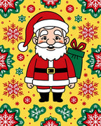Cheery Santa Claus Snowflake Christmas Rug