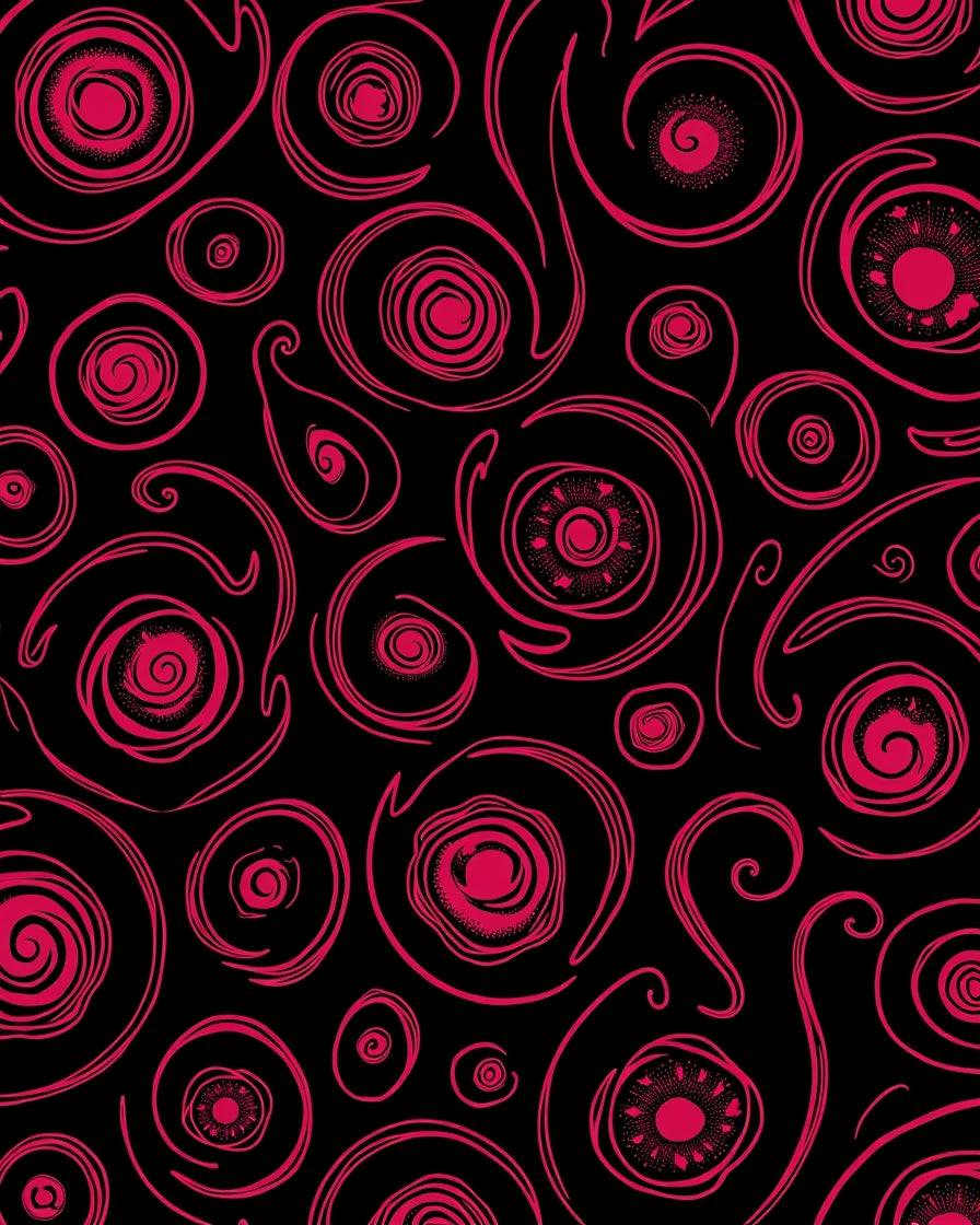 Crimson Swirl Eye Abstract Rug