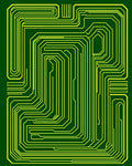 Green Circuit Board Yellow Pathway Rug