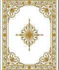 Golden Floral Scrollwork Medallion Frame Rug