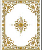 Golden Floral Scrollwork Medallion Frame Rug