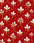 Bold Red White Gold Floral Curlicue Rug