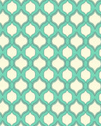 Aqua Cream Quatrefoil Geometric Rug