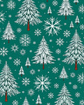Emerald Forest Pine Snowflake Scene Rug