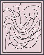 Soft Pink Black Swirl Abstract Rug