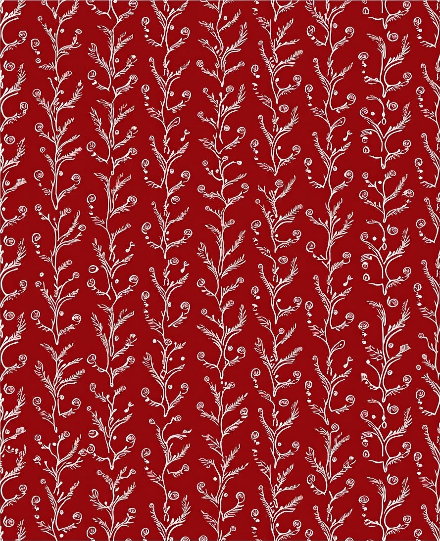 Crimson White Vine Garland Repeat Rug