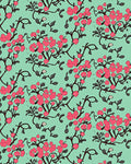 Pink Blossom Branches on Mint Background Rug