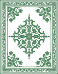 Elegant Green Floral Medallion Border Rug