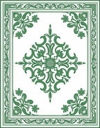 Elegant Green Floral Medallion Border Rug