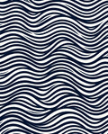 Classic Navy White Wavy Stripes Rug