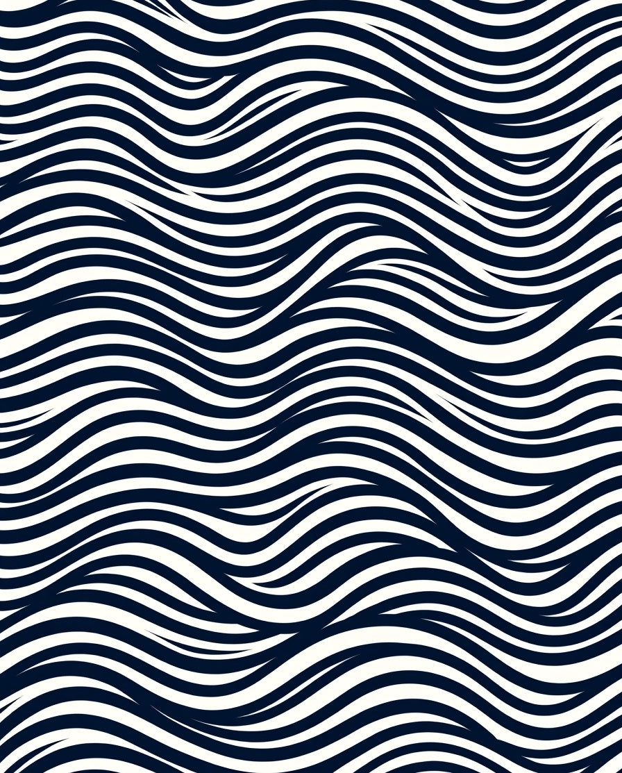 Classic Navy White Wavy Stripes Rug