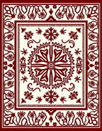 Deep Red Stylized Floral Medallion Rug