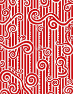 Red White Swirl Stripe Abstract Rug