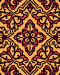 Terracotta Yellow Volute Scroll Rug
