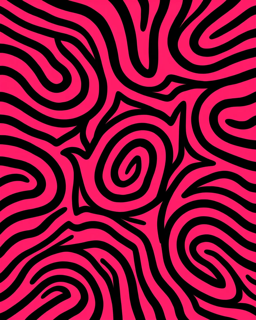 Bold Pink Black Swirl Rug