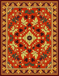 Vibrant Red Floral Leaf Medallion Rug