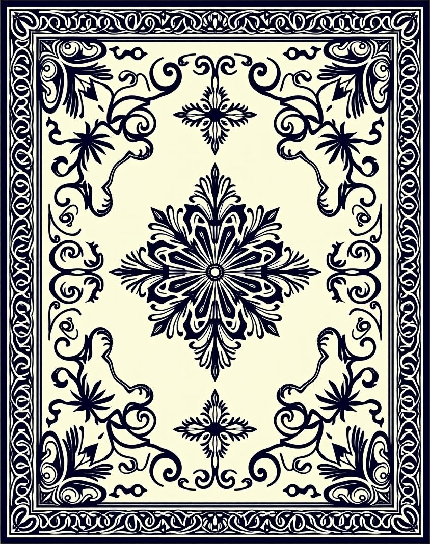 Navajo Inspired Floral Medallion Ivory Rug