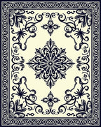 Navajo Inspired Floral Medallion Ivory Rug