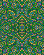Vibrant Emerald Teal Psychedelic Swirl Rug