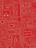 Red White Graphic Dotted Rectangles Rug