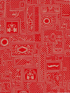 Red White Graphic Dotted Rectangles Rug