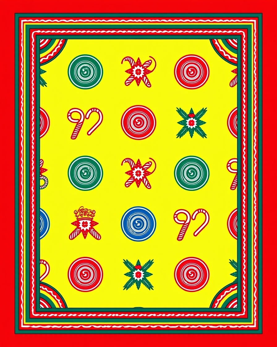 Red Green Yellow Holiday Candy Rug