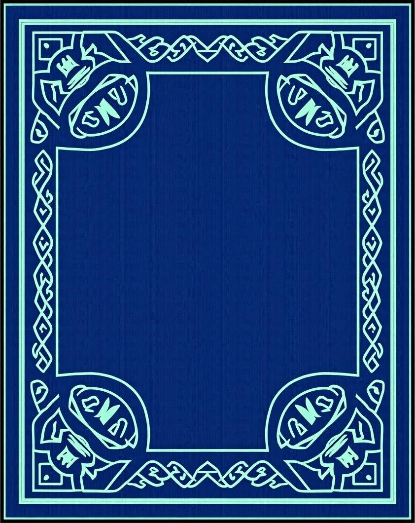 Deep Blue Celtic Knot Border Rug