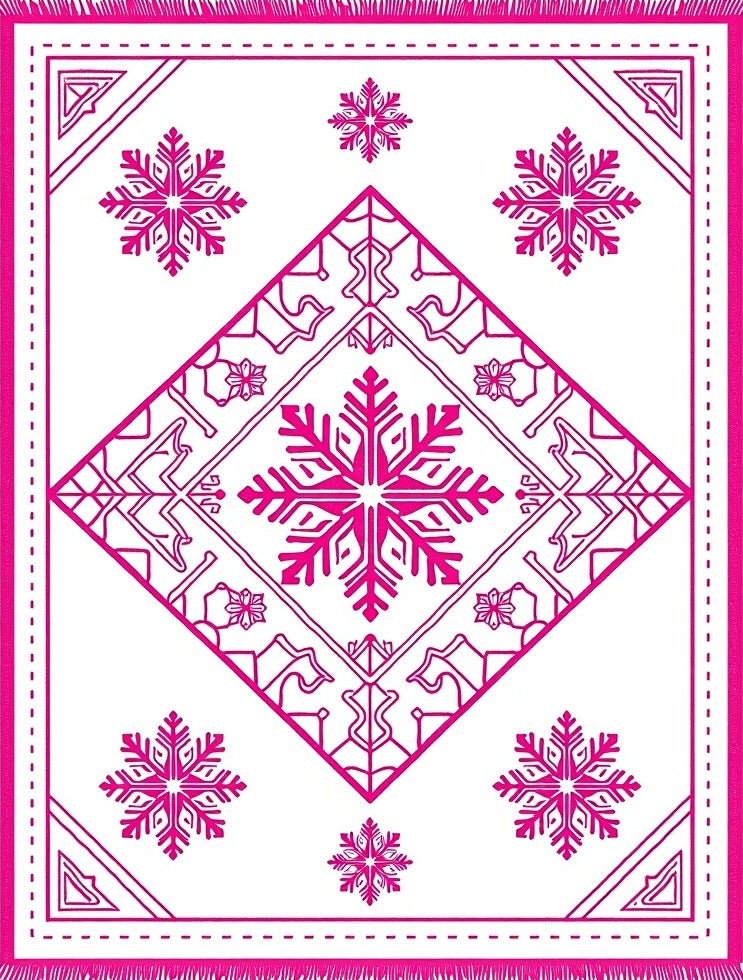 Hot Pink Snowflake Diamond Border Rug
