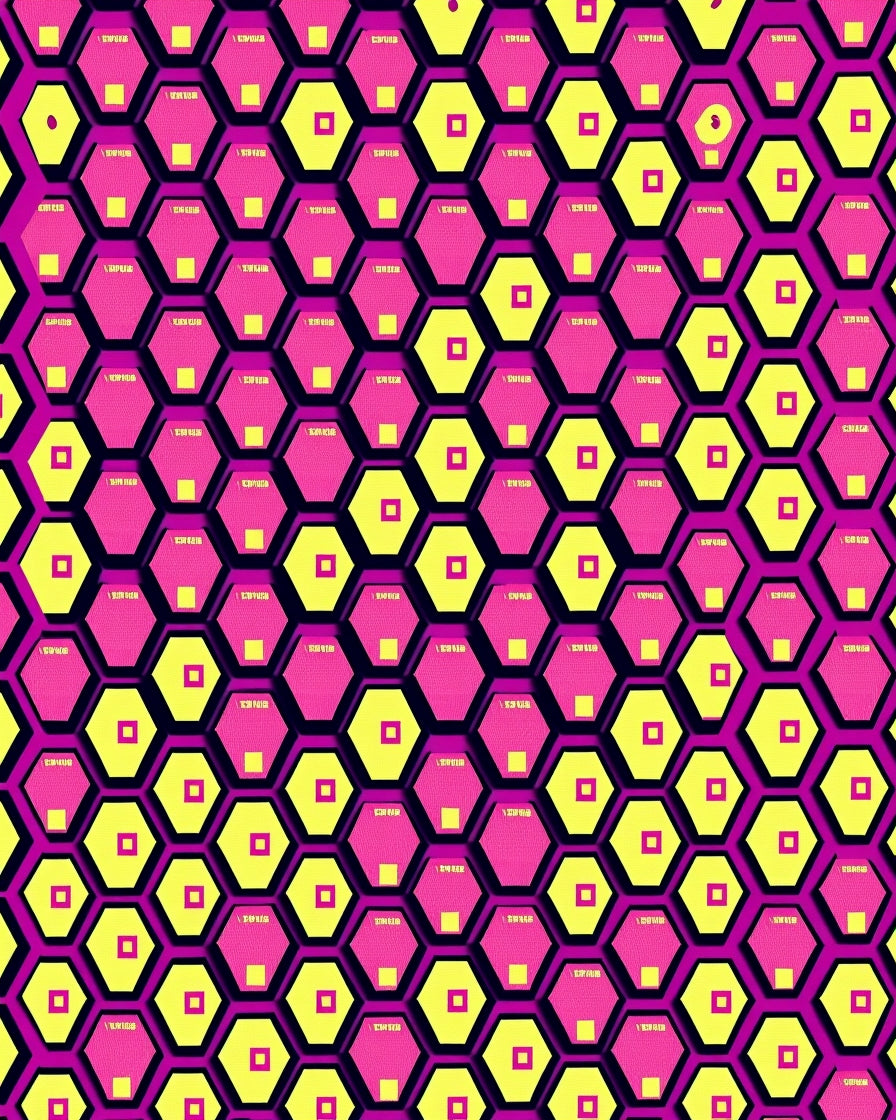 Pink Yellow Hexagon Geometric Rug