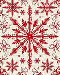 Crimson Snow Flurry Folk Art Rug