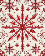Crimson Snow Flurry Folk Art Rug