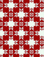 Classic Red White Geometric Crest Rug