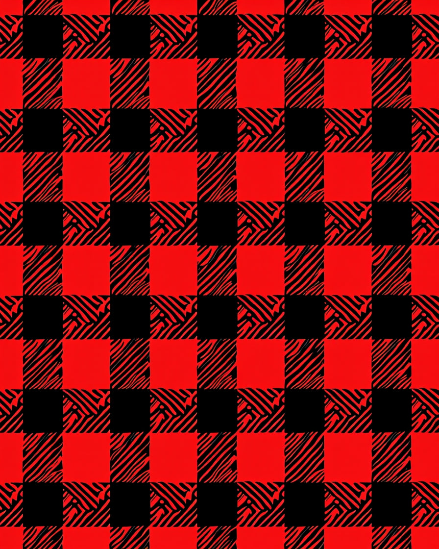 Bold Red Black Gingham Squares Rug