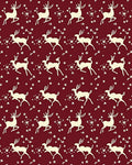 Cream Reindeer Snowflakes Burgundy Rug