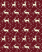 Cream Reindeer Snowflakes Burgundy Rug