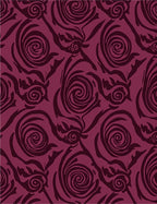 Deep Burgundy Swirl Floral Art Rug