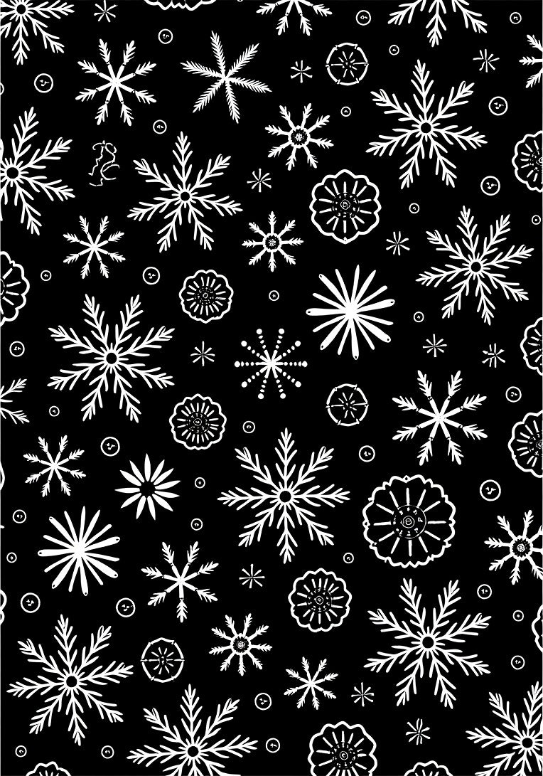 White Snowflake Black Background Repeating Pattern Rug