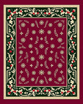 Crimson Floral Bordered Starburst Rug