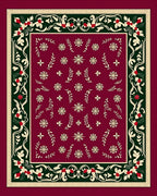 Crimson Floral Bordered Starburst Rug