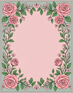 Pink Rose Garland Border Rug