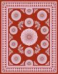 Floral Blossom Bordered Terra Cotta Rug
