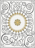 Gold Black Floral Medallion Scroll Rug