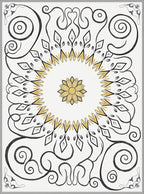Gold Black Floral Medallion Scroll Rug
