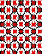 Bold Red Jagged Square Arrangement Rug