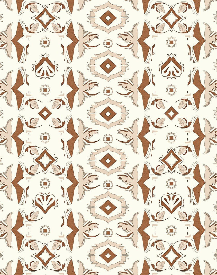 Earthy Tan Geometric Tribal Sun Rug
