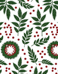 Green Fern Red Berry Wreath Rug