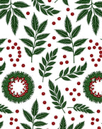 Green Fern Red Berry Wreath Rug