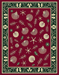 Burgundy Seashell Botanical Border Rug