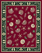 Burgundy Seashell Botanical Border Rug