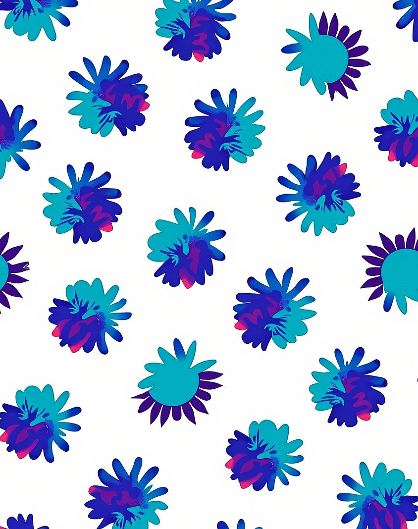 Abstract Teal Cobalt Starbursts Rug